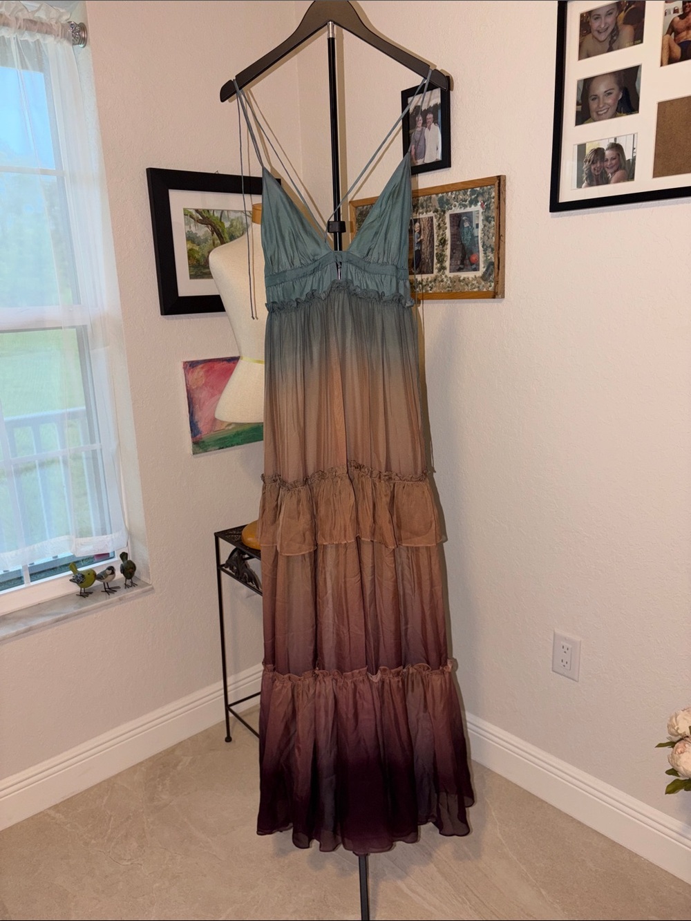 CAMI NYC Sleeveless Ombre Maxi Dress with Adjustable Straps